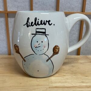 Magenta M Christmas Snowman Cookies Believe Let It Snow 20oz Barrel Mug Rae Dunn